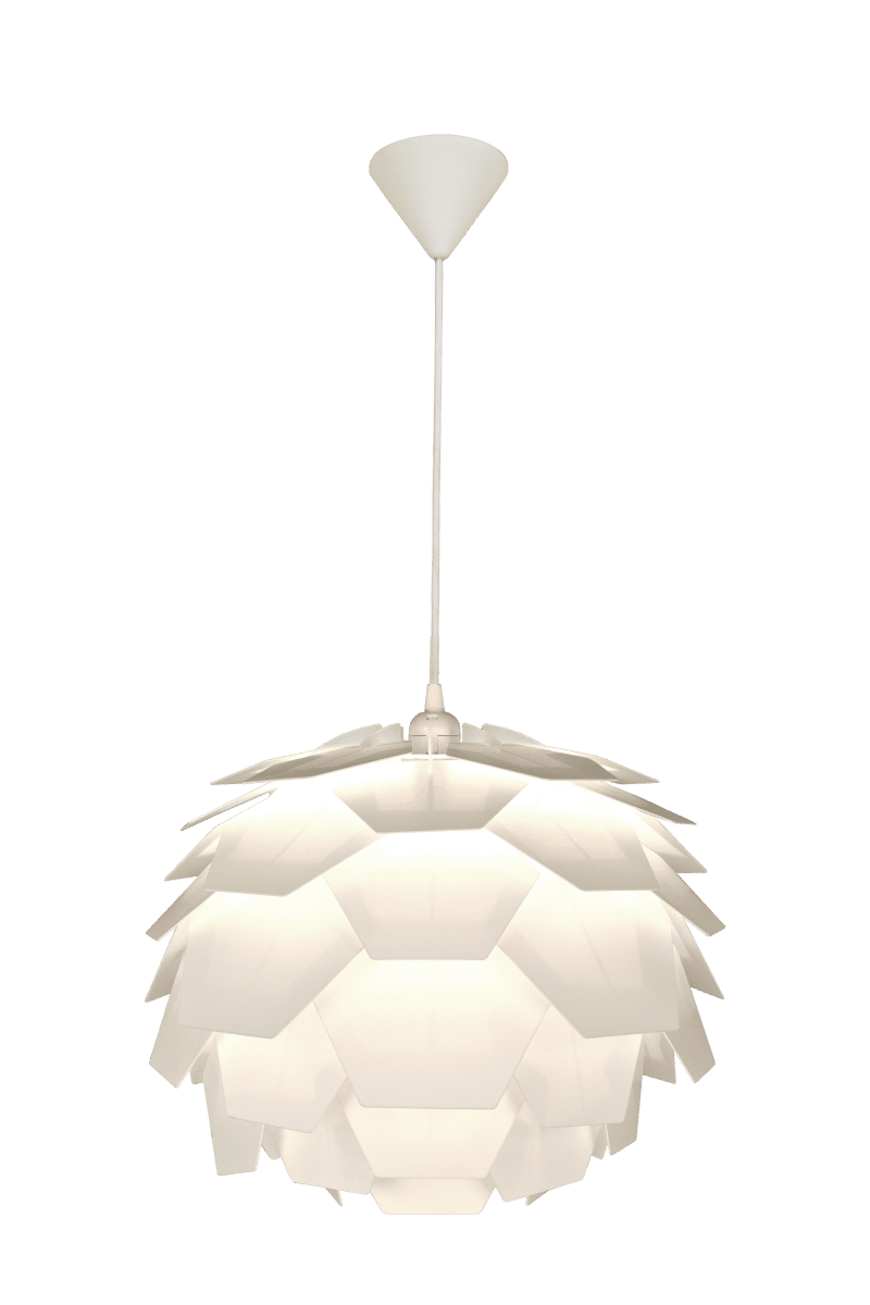 Carpatica Ø40 Blanc suspension De Aneta Lighting - Le plafonnier est en plastique blanc pour suspension par crochet et est équipé d'une bande de serrage.