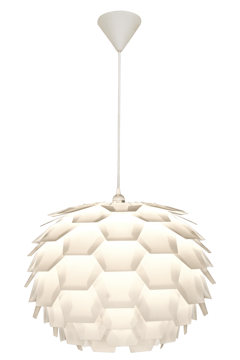 Carpatica Ø60 Blanc suspension De Aneta Lighting - Le plafonnier est en plastique blanc pour suspension par crochet et est équipé d'une bande de serrage.