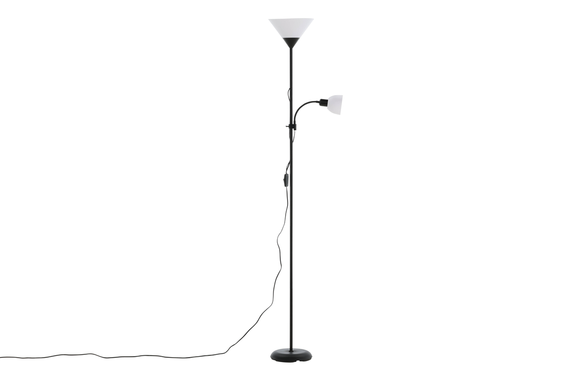 Bagasi Noir lampadaire De Venture Design - Le bras flexible peut &ecirc;tre inclin&eacute; et est parfait pour &ecirc;tre utilis&eacute; comme projecteur.