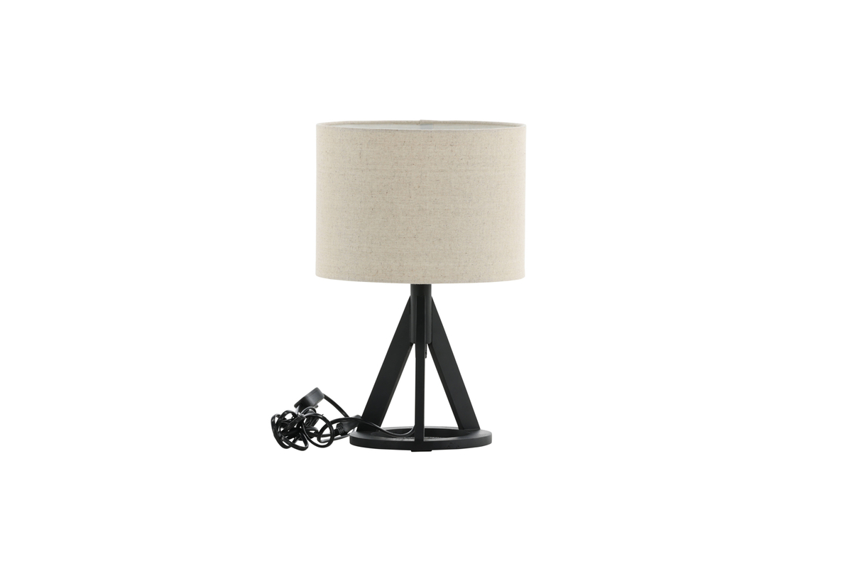 Kona 50cm Noir lampe de table De Venture Design - La lampe de table Kona poss&egrave;de un &eacute;l&eacute;gant support noir &agrave; trois pieds et une base ronde, ainsi qu'un abat-jour en lin qui donne &agrave; la lampe un ton magnifique et doux.
