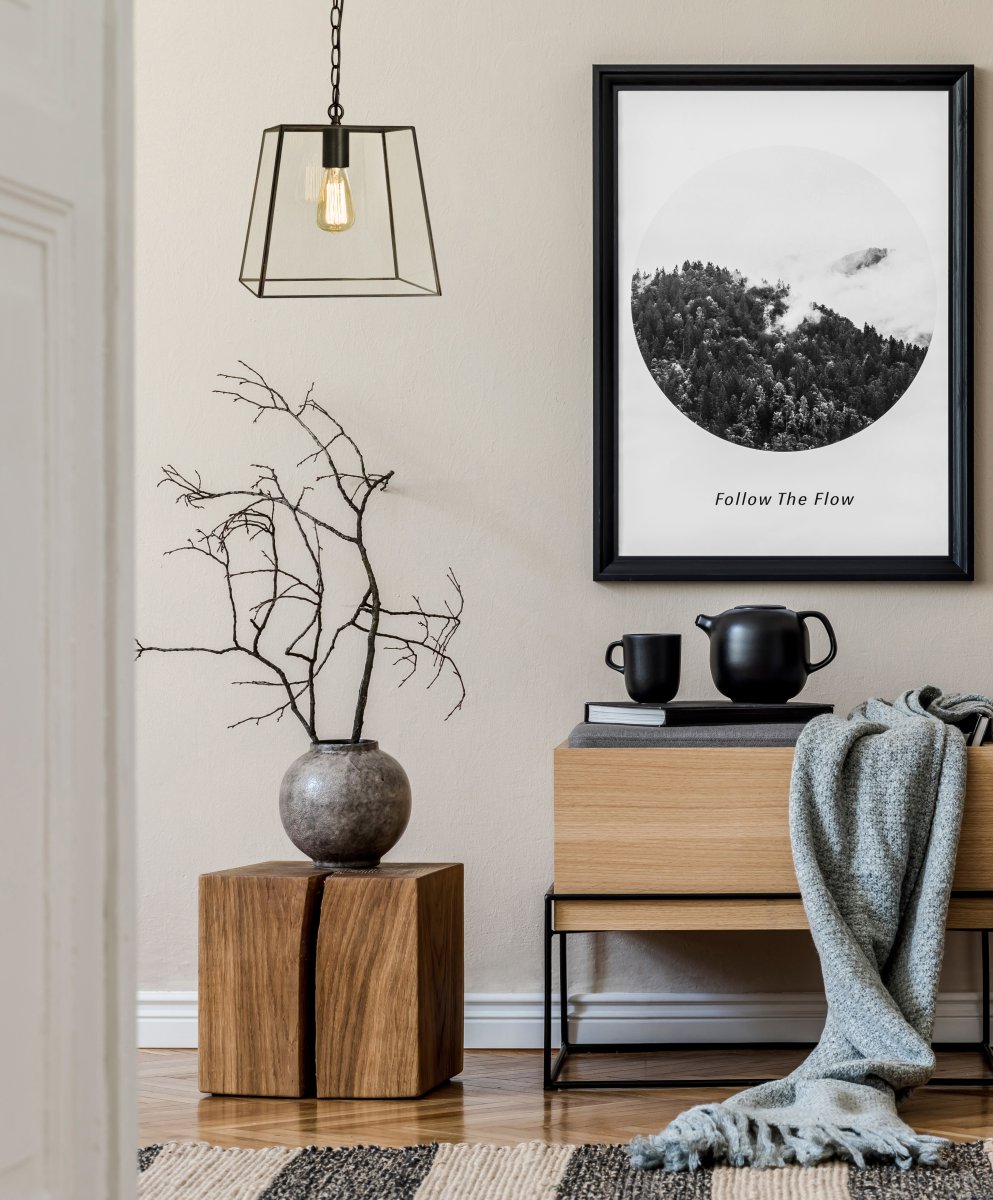 Diplomat 28cm Noir suspension De Aneta Lighting - DIPLOMAT, plafonnier facile &agrave; placer en m&eacute;tal laqu&eacute; noir et verre, 60 W E27 (non inclus).