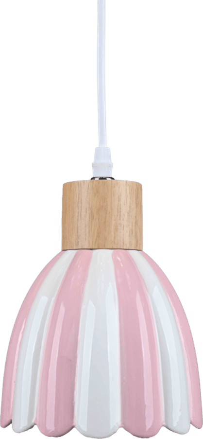 Poppy Ø15 Rose/blanc lampe de fenêtre De Pixie Design - Poppy est une charmante lampe de fen&ecirc;tre en c&eacute;ramique aux formes douces et arrondies, orn&eacute;e de d&eacute;tails en bois qui lui conf&egrave;rent une touche naturelle.