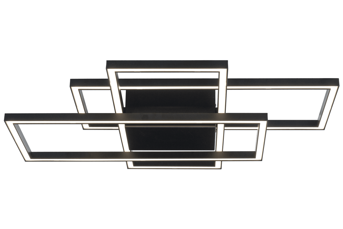 New York 65cm Noir plafonnier De Aneta Lighting - Plafonnier New York en m&eacute;tal laqu&eacute; noir avec 3 rectangles superpos&eacute;s qui donnent un aspect g&eacute;om&eacute;trique d&eacute;coratif.