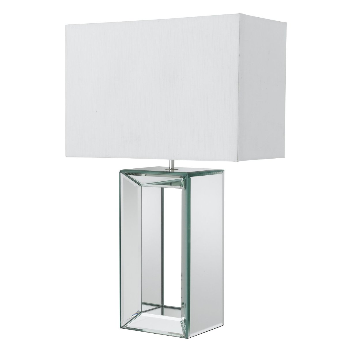 Mirror 58cm Blanc lampe de table De Searchlight - La base en miroir donne à la lampe un aspect moderne et la rend parfaite pour être placée dans un salon moderne, où elle offre à la fois lumière et style.
