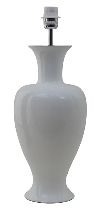 Mindy 50cm Vit pied de lampe De Hallbergs - Denna eleganta lampfot i keramik har en mjuk, klassisk form och blank vit finish som ger ett varmt och stilrent uttryck.