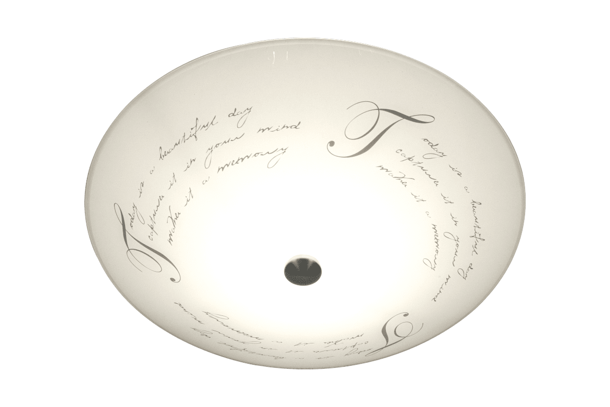 Skrift Ø42 Blanc plafonnier De Aneta Lighting - L'abat-jour est légèrement en forme de coquillage et, avec son motif fin et ses détails métalliques, s'intègre dans n'importe quel intérieur.