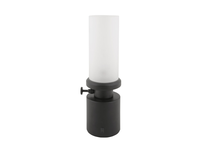 Camp LED 30cm Noir portable De Leitmotiv - La lampe est dimmable grâce à un bouton rotatif pratique et se recharge avec le câble USB-C fourni.