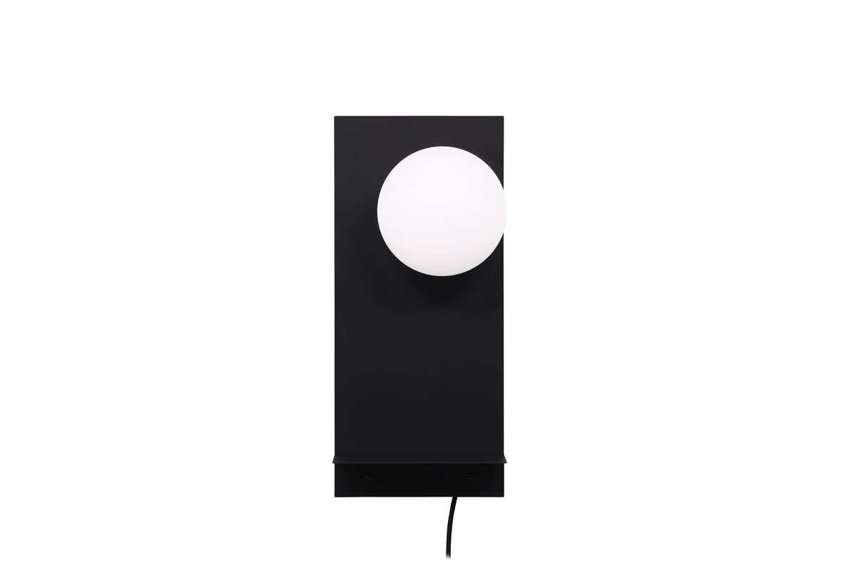 Troyes 45cm Noir applique murale De Venture Design - Livr&eacute;e avec un c&acirc;ble noir, un interrupteur et une prise.