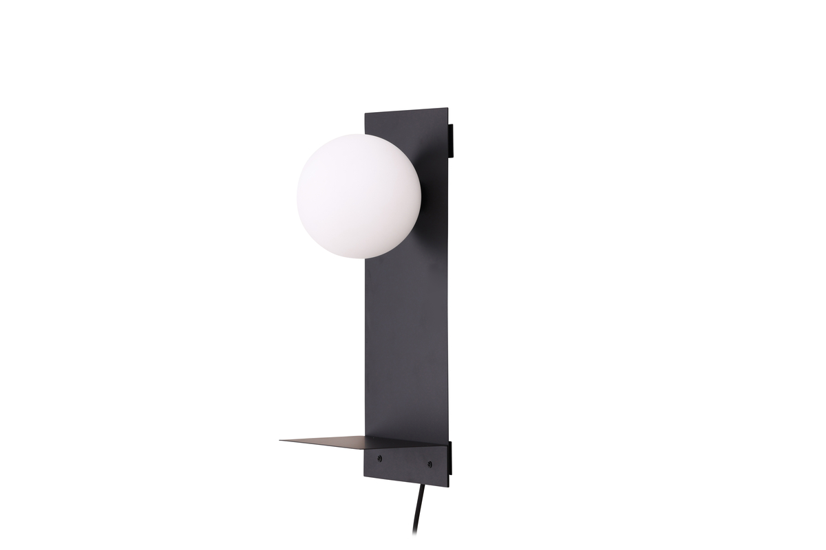 Troyes 45cm Noir applique murale De Venture Design - Livr&eacute;e avec un c&acirc;ble noir, un interrupteur et une prise.