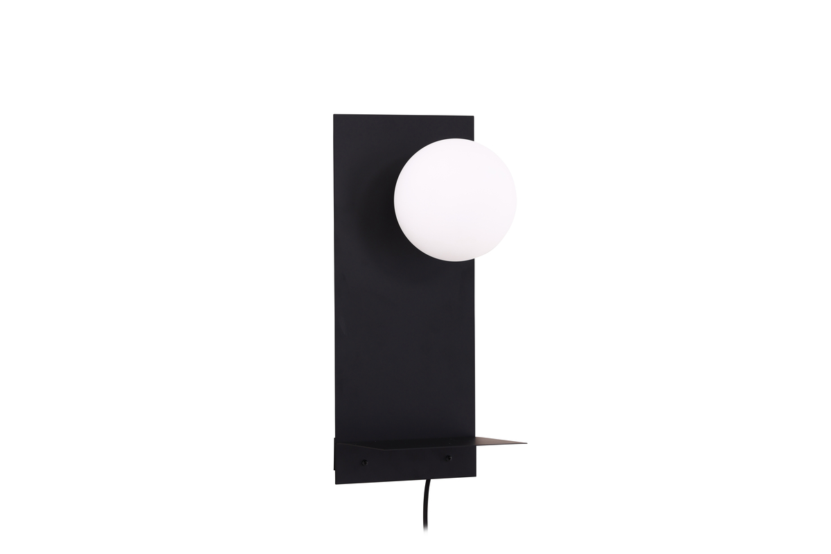 Troyes 45cm Noir applique murale De Venture Design - Livr&eacute;e avec un c&acirc;ble noir, un interrupteur et une prise.