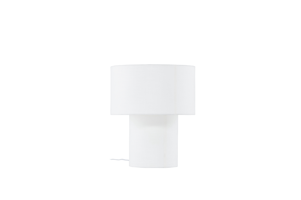 Globia 40cm Blanc lampe de table De Venture Design - La base de la lampe et l'abat-jour sont enti&egrave;rement recouverts d'un beau tissu en lin blanc qui ajoute une atmosph&egrave;re douce &agrave; la maison.