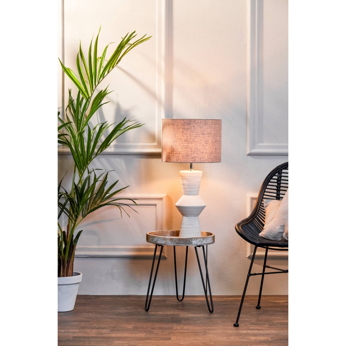 Ayla 50cm Blanc crémeux pied de lampe De Light & Living - 