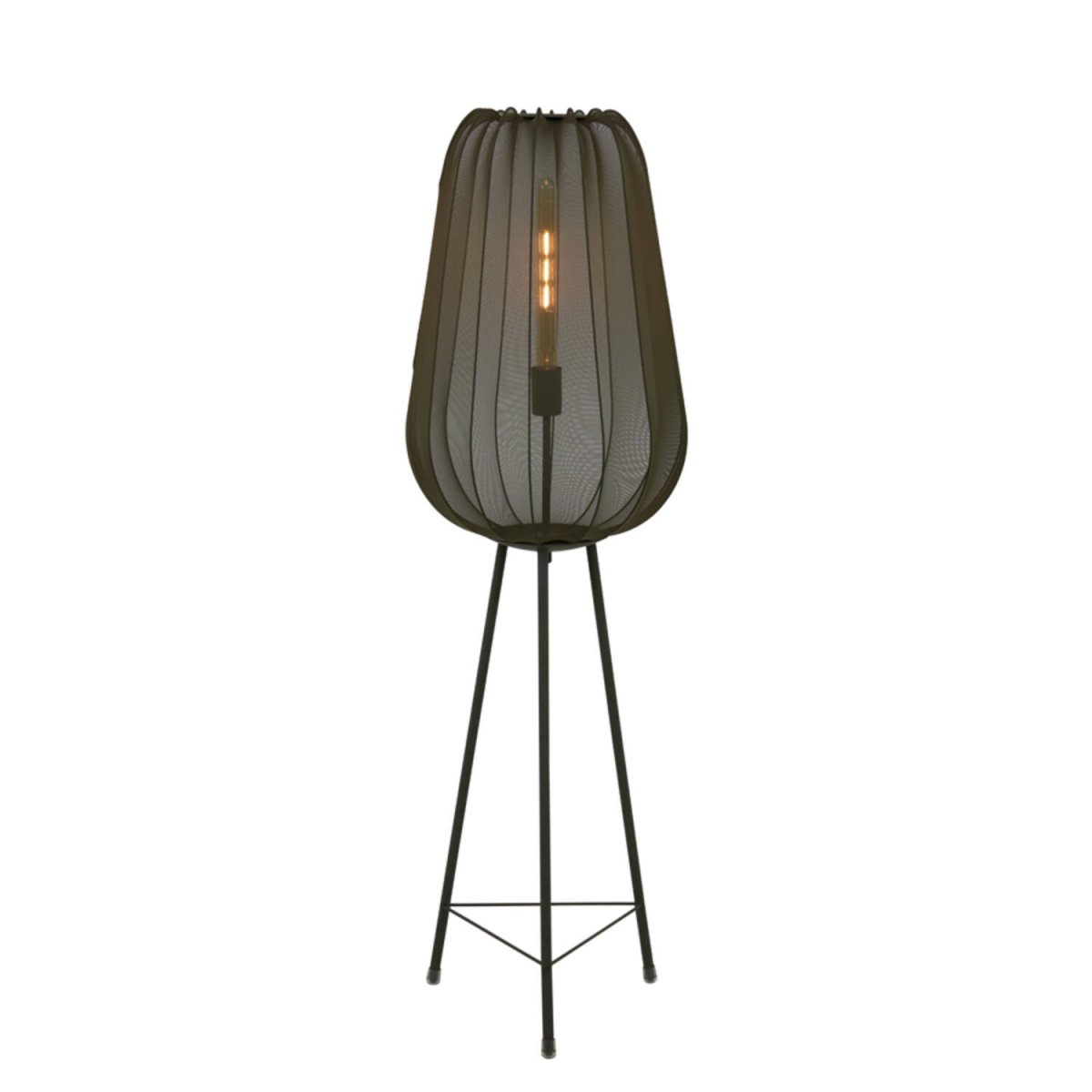 Plumeria Vert foncé lampadaire De Light & Living - Il est recommandé de le placer dans le salon, car il fournit non seulement un éclairage chaleureux mais représente également un détail intérieur élégant.