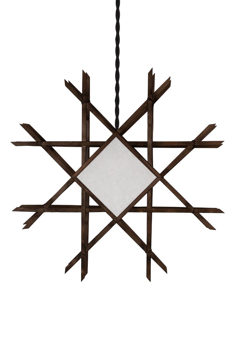 Lea Ø70 Brun De Globen Lighting - La lampe est faite &agrave; la main et a un aspect traditionnel avec des &eacute;l&eacute;ments de Japandi.