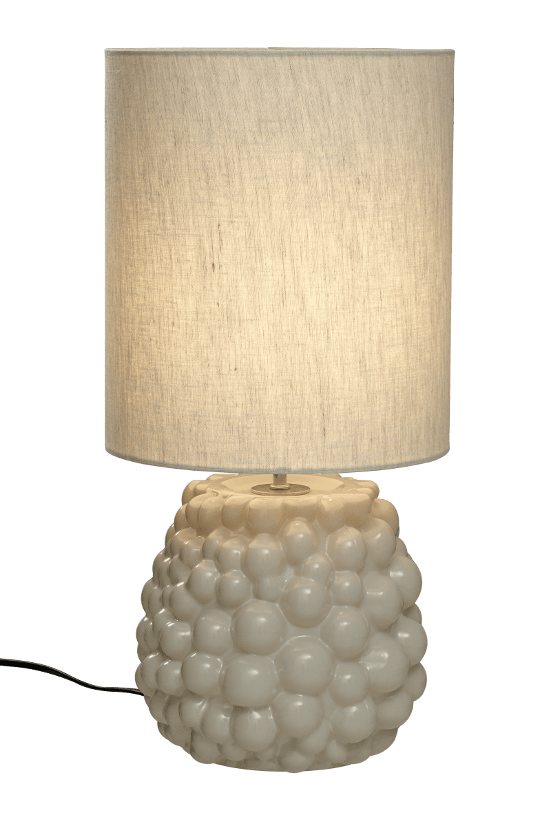 Bubbles 48cm Blanc naturel lampe de table De Aneta Lighting - La lampe de table passionnante "Bubbles" a une base de lampe en verre unique avec une texture de bulles de formes diff&eacute;rentes.