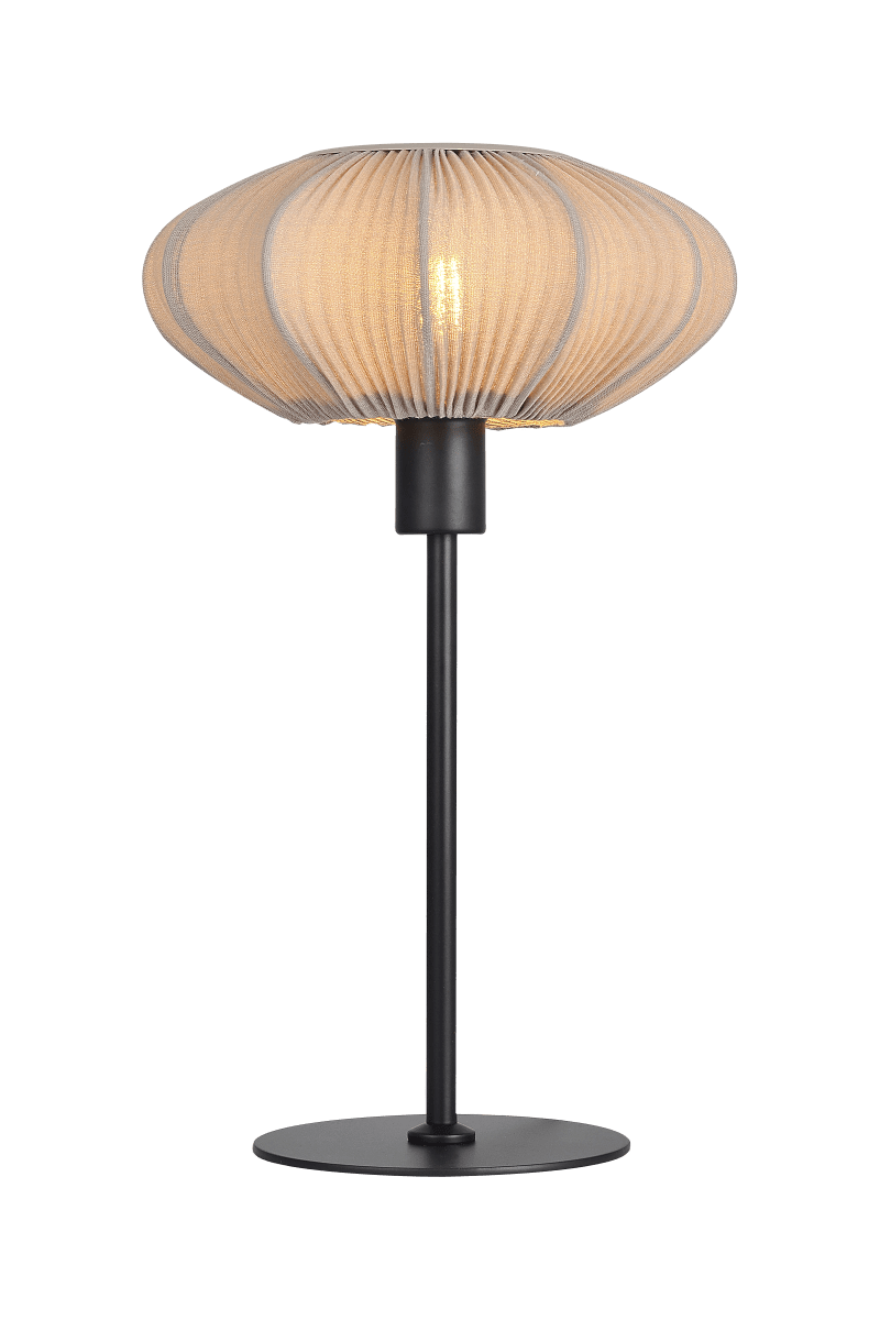 Mamsell 37cm Noir lampe de table De Aneta Lighting - La lampe de table Mamsell est recouverte d'un tissu extensible finement plissé, qui fournit une lumière agréable et légèrement tamisée.
