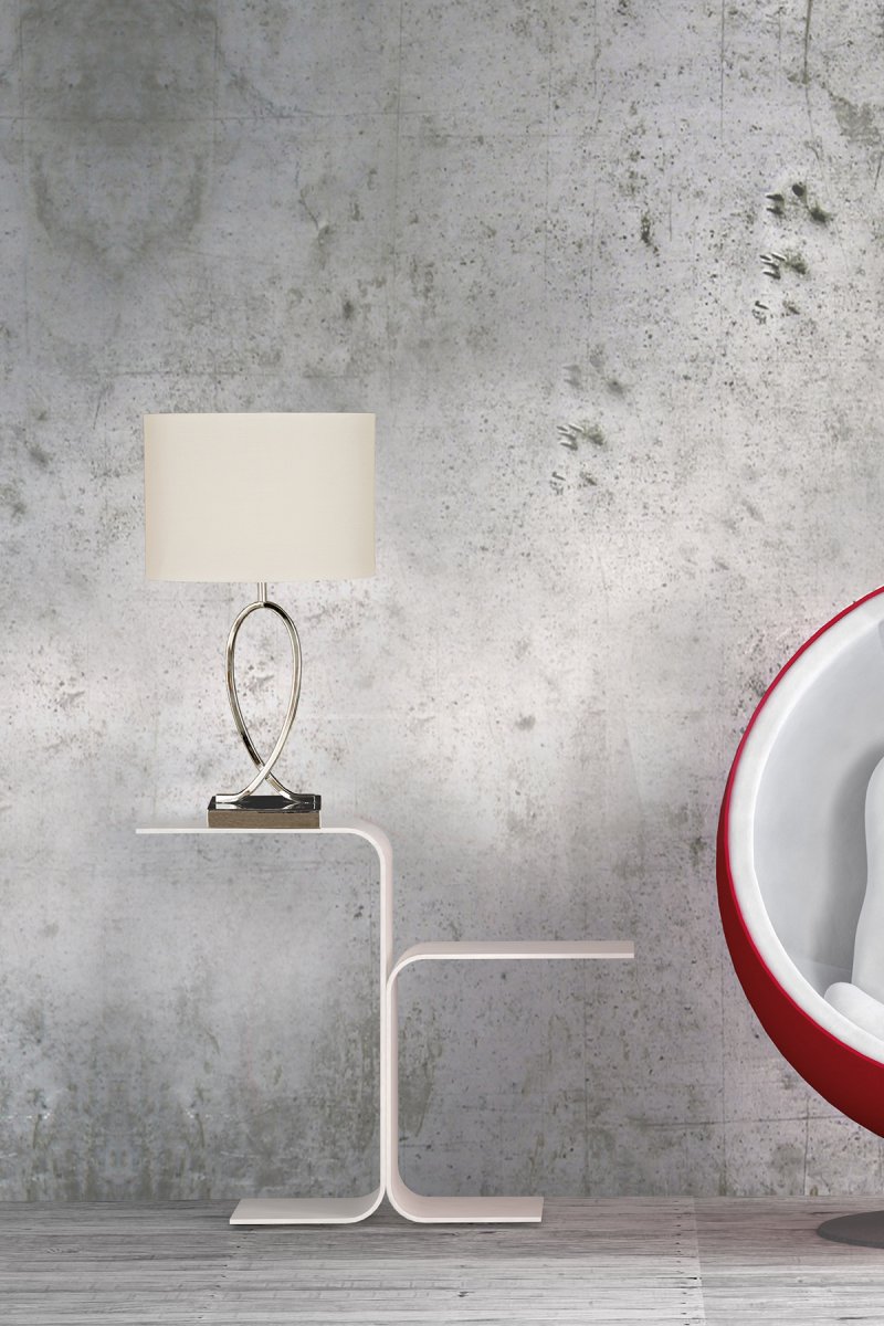Posh 54cm Chrome lampe de table De Aneta Lighting - M&eacute;tal pour la lampe et textile dans l'abat-jour inclus.