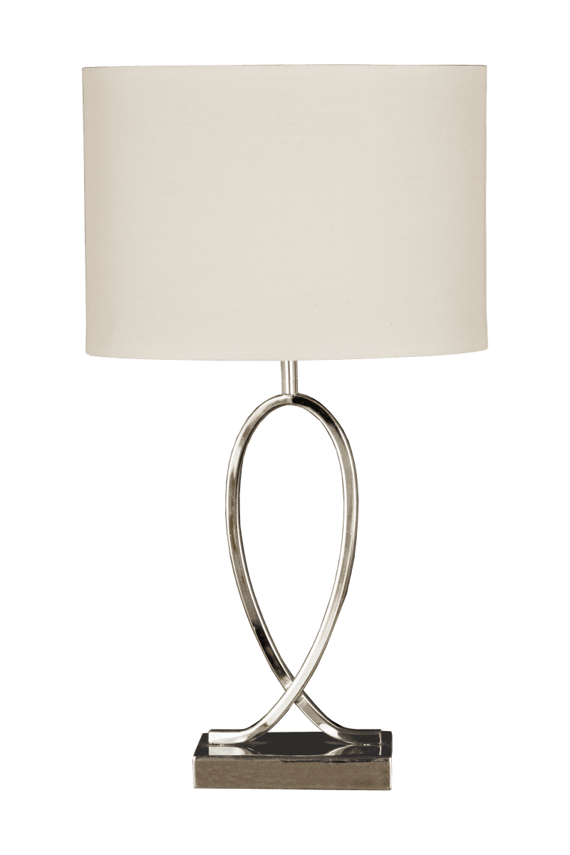 Posh 54cm Chrome lampe de table De Aneta Lighting - M&eacute;tal pour la lampe et textile dans l'abat-jour inclus.