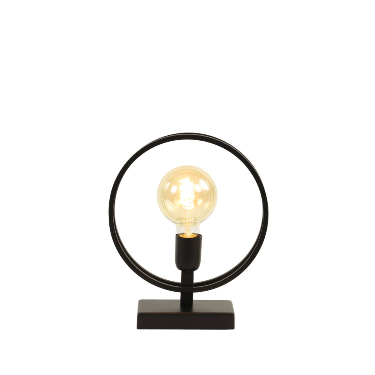 Rudra 30cm Noir lampe de table De Light & Living - La forme circulaire encadre la source lumineuse et crée un accroche-regard élégant.