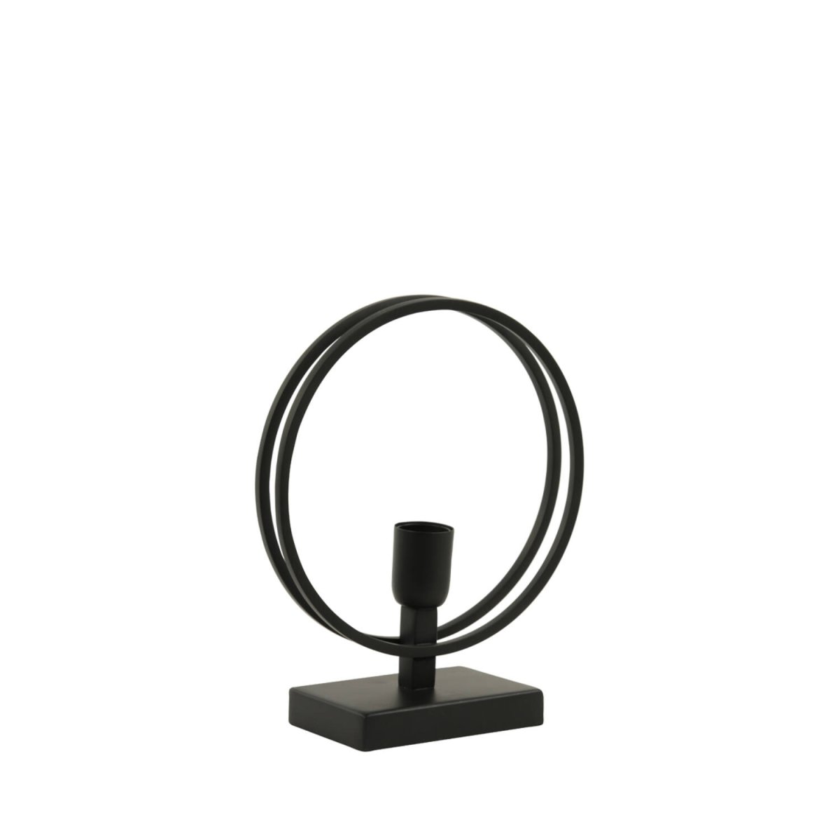 Rudra 30cm Noir lampe de table De Light & Living - La forme circulaire encadre la source lumineuse et crée un accroche-regard élégant.
