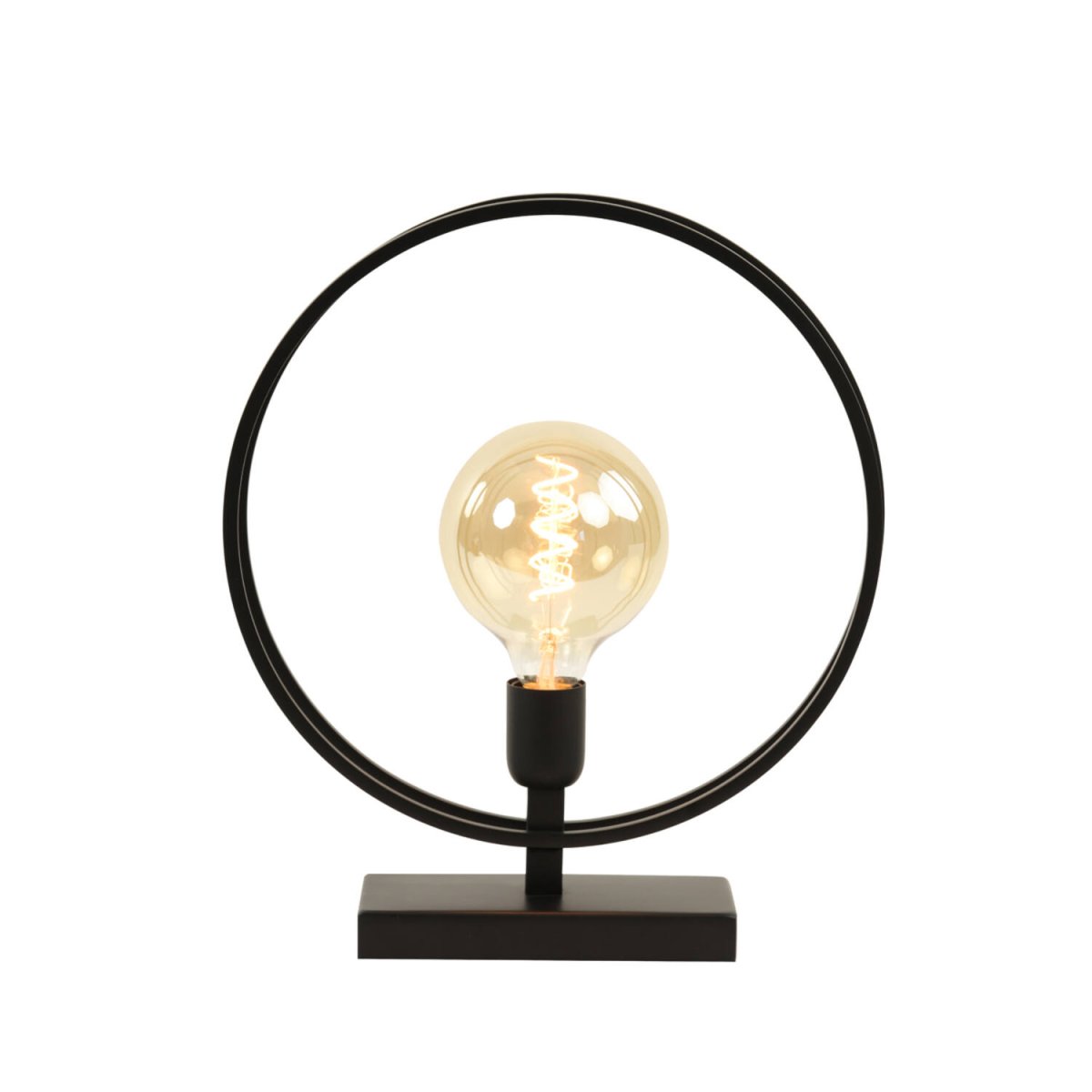 Rudra 40cm Noir lampe de table De Light & Living - La forme circulaire encadre la source lumineuse et crée un accroche-regard élégant.