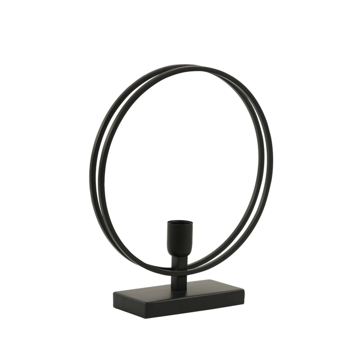 Rudra 40cm Noir lampe de table De Light & Living - La forme circulaire encadre la source lumineuse et crée un accroche-regard élégant.