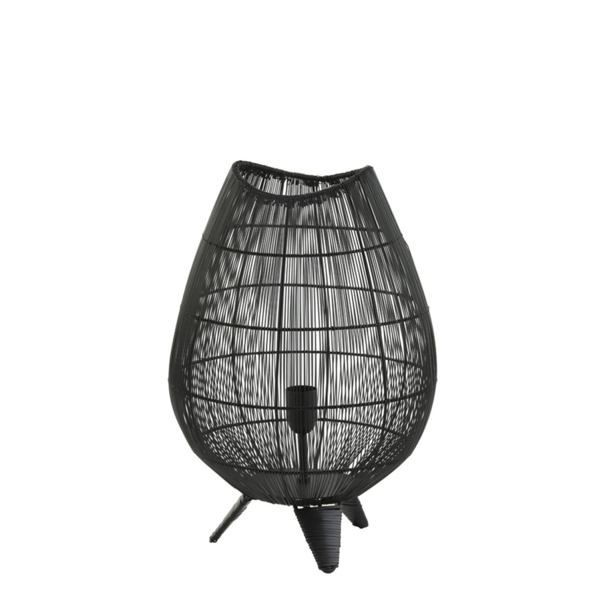 Yumi 47cm Noir lampe de table De Light & Living - Le design aéré crée un beau jeu de lumière et convient aussi bien aux styles d'intérieur modernes qu'industriels.
