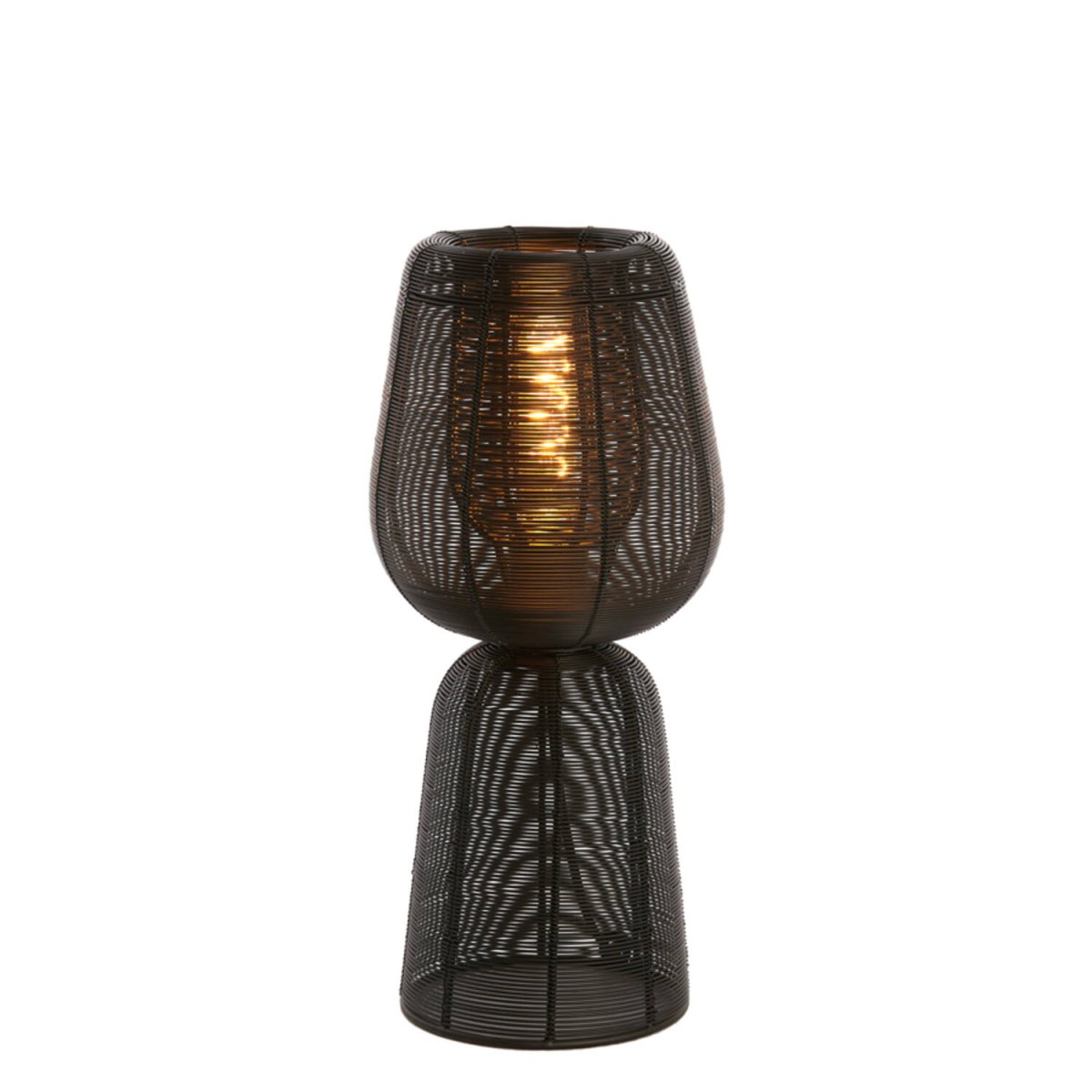 Aboso 42cm Noir lampe de table De Light & Living - Sa forme unique lui confère une touche moderne et élégante et s'intègre parfaitement à tout intérieur de style industriel ou scandinave.