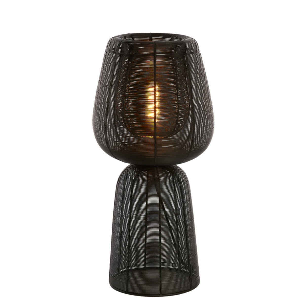 Aboso 54cm Noir lampe de table De Light & Living - Sa forme unique lui confère une touche moderne et élégante et s'intègre parfaitement à tout intérieur de style industriel ou scandinave.
