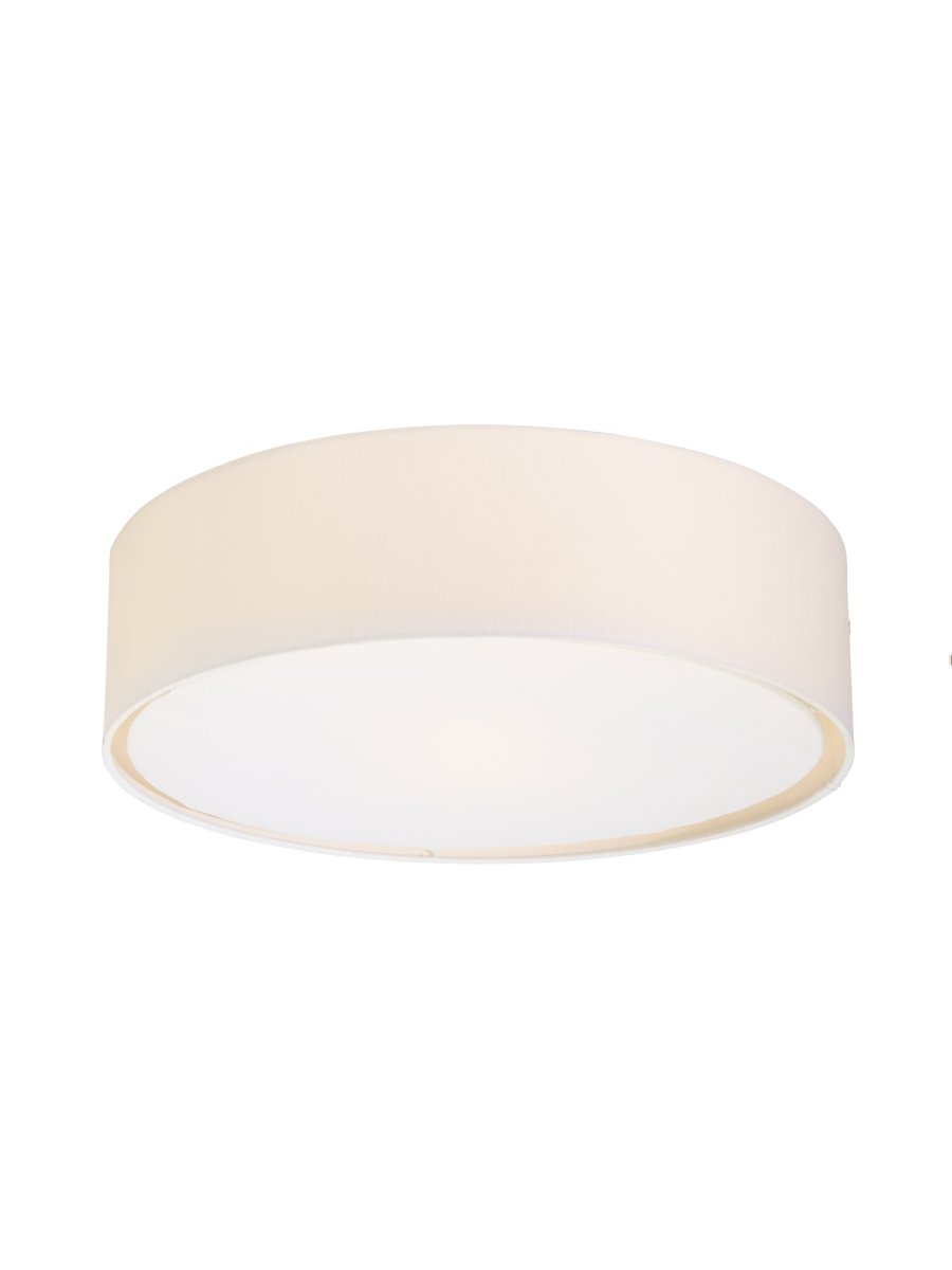 Sam Ø45 Blanc plafonnier De PR Home - Il est fait de m&eacute;tal avec un abat-jour en lin.