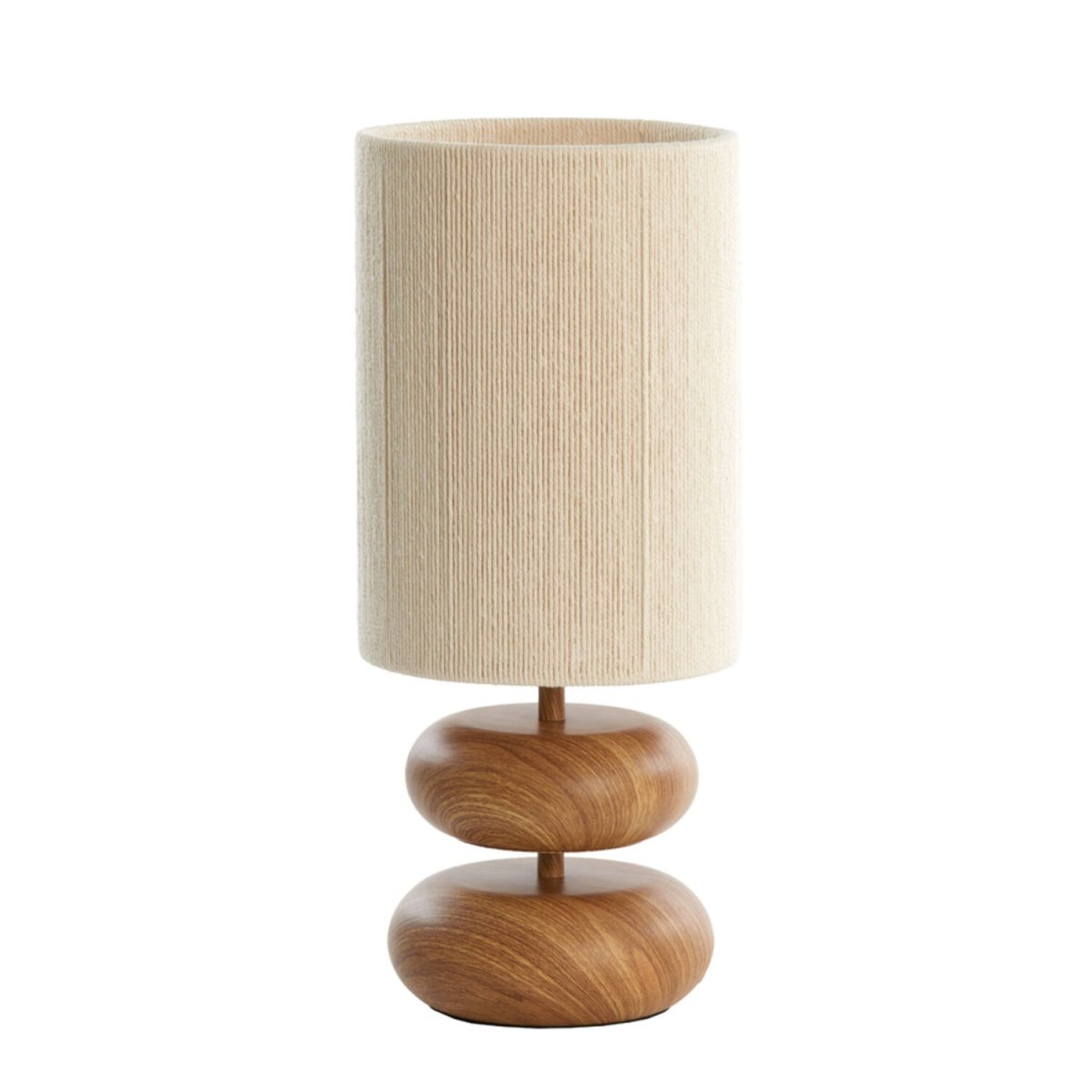Danialo 50cm Bois lampe de table De Light & Living - Danialo est une &eacute;l&eacute;gante lampe de table dot&eacute;e d'une base en fer et d'un abat-jour en corde tress&eacute;e blanc cr&egrave;me.