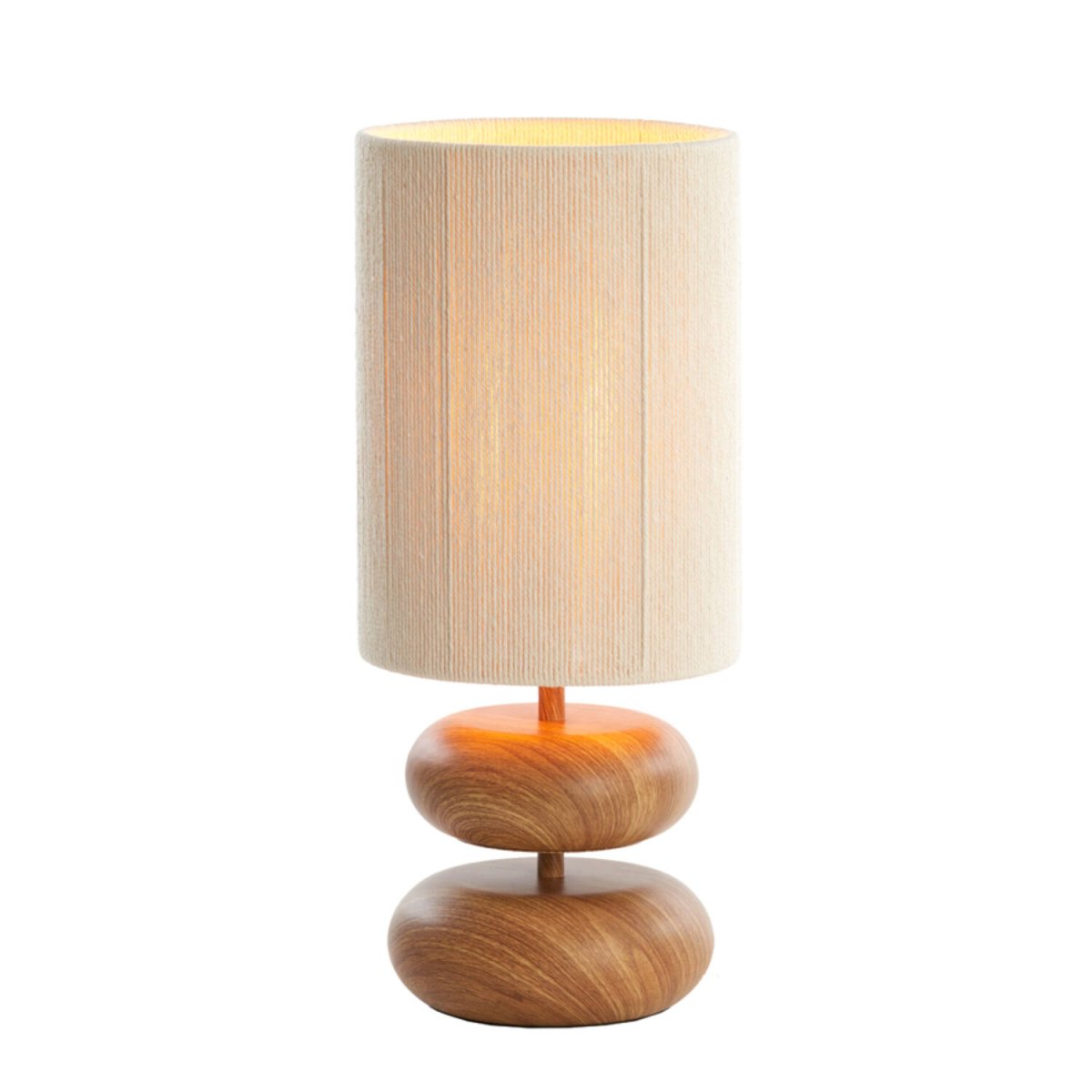 Danialo 50cm Bois lampe de table De Light & Living - Danialo est une &eacute;l&eacute;gante lampe de table dot&eacute;e d'une base en fer et d'un abat-jour en corde tress&eacute;e blanc cr&egrave;me.