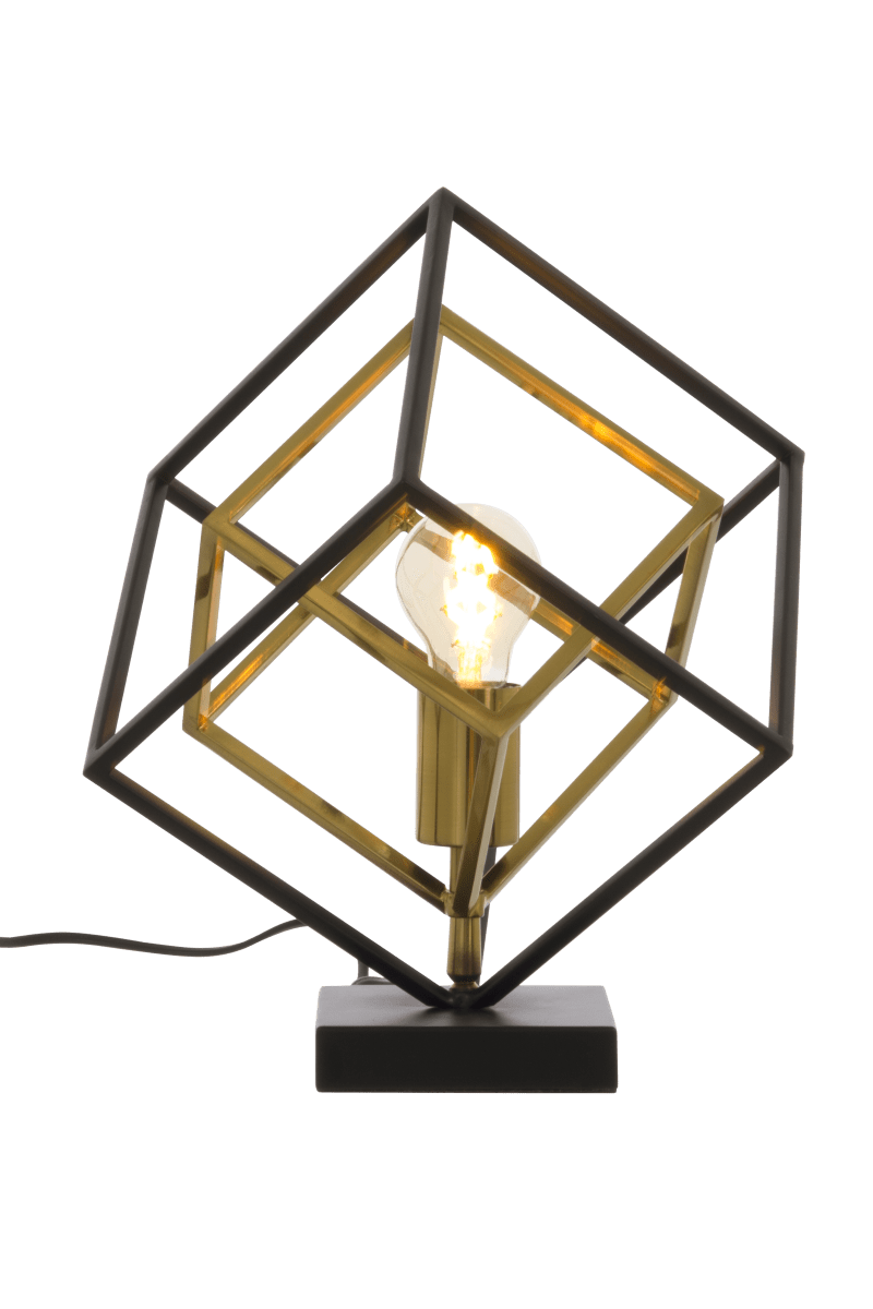 Cubes 35cm Noir lampe de table De Aneta Lighting - C&acirc;ble avec interrupteur et prise de courant moyen.