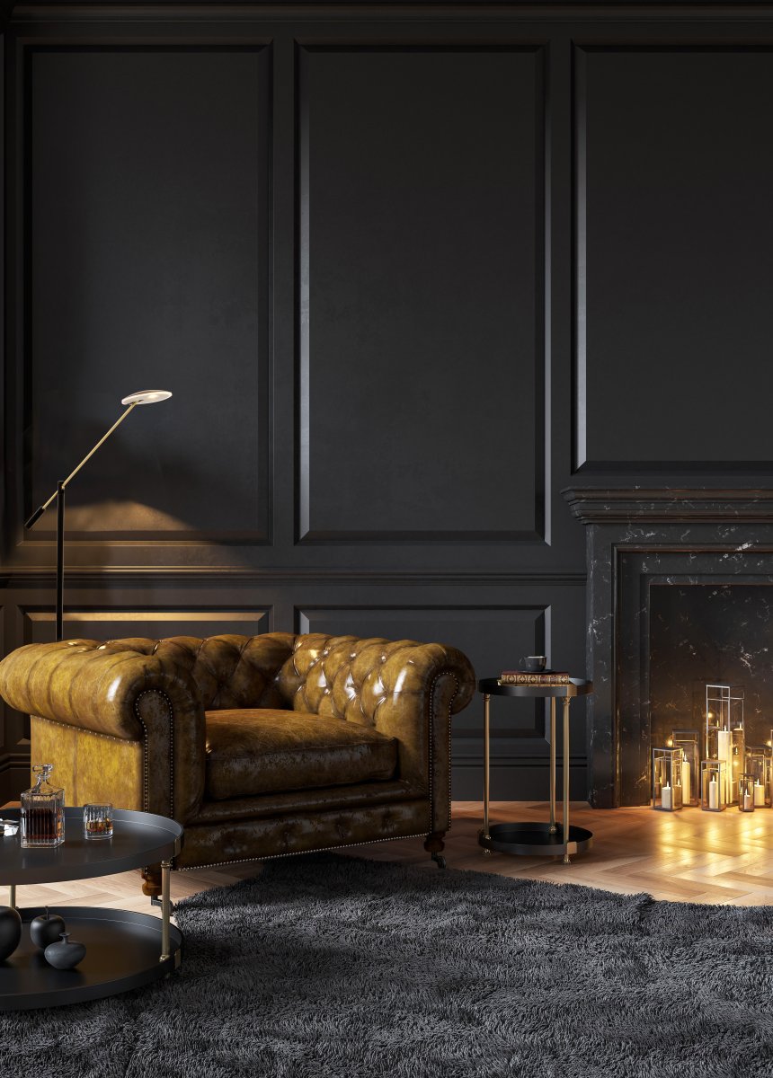 Cadiz Noir lampadaire De Aneta Lighting - C'est la lampe pour tous ceux qui ont besoin de beaucoup de lumière pour les travaux manuels ou d'une bonne lampe de lecture.