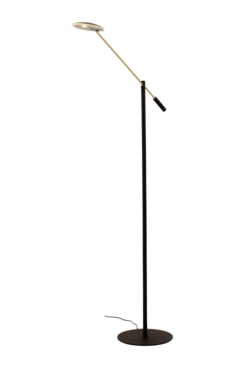 Cadiz Noir lampadaire De Aneta Lighting - C'est la lampe pour tous ceux qui ont besoin de beaucoup de lumière pour les travaux manuels ou d'une bonne lampe de lecture.