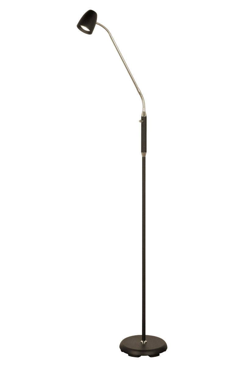 Sandnes 1 Noir lampadaire De Aneta Lighting - la tige et une tête réglable.