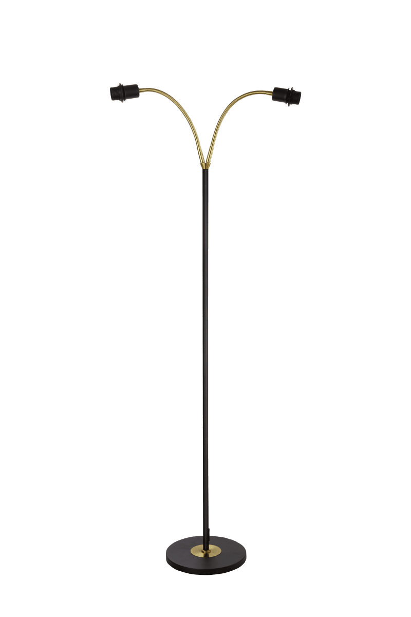  Ljusdal 2 Noir lampadaire De Aneta Lighting - Convient comme projecteur avec 2 bras réglables et interrupteurs d'alimentation séparés.