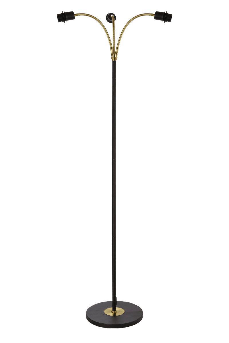 Ljusdal 3 Noir lampadaire De Aneta Lighting - Convient comme projecteur avec 3 bras r&eacute;glables et interrupteurs d'alimentation s&eacute;par&eacute;s.