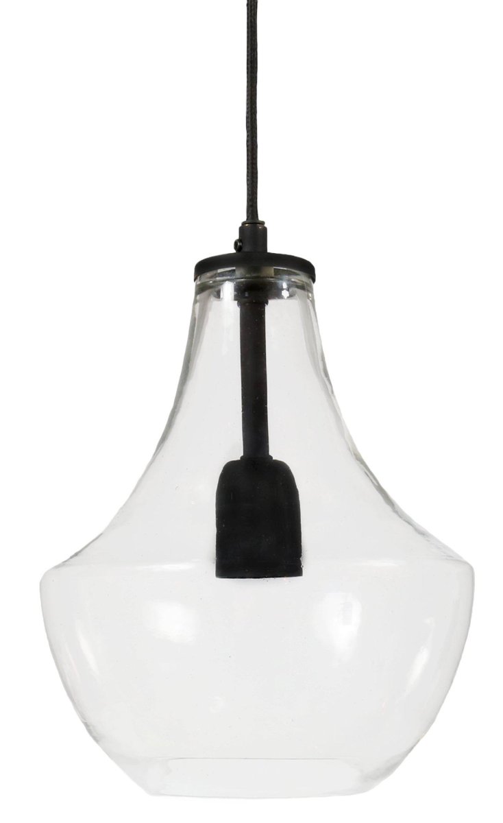 Hamilton Ø20 Transparent suspension De PR Home - C&acirc;ble textile noir de 1,5 m de long avec coupelle de plafond en m&eacute;tal pour suspension par crochet.