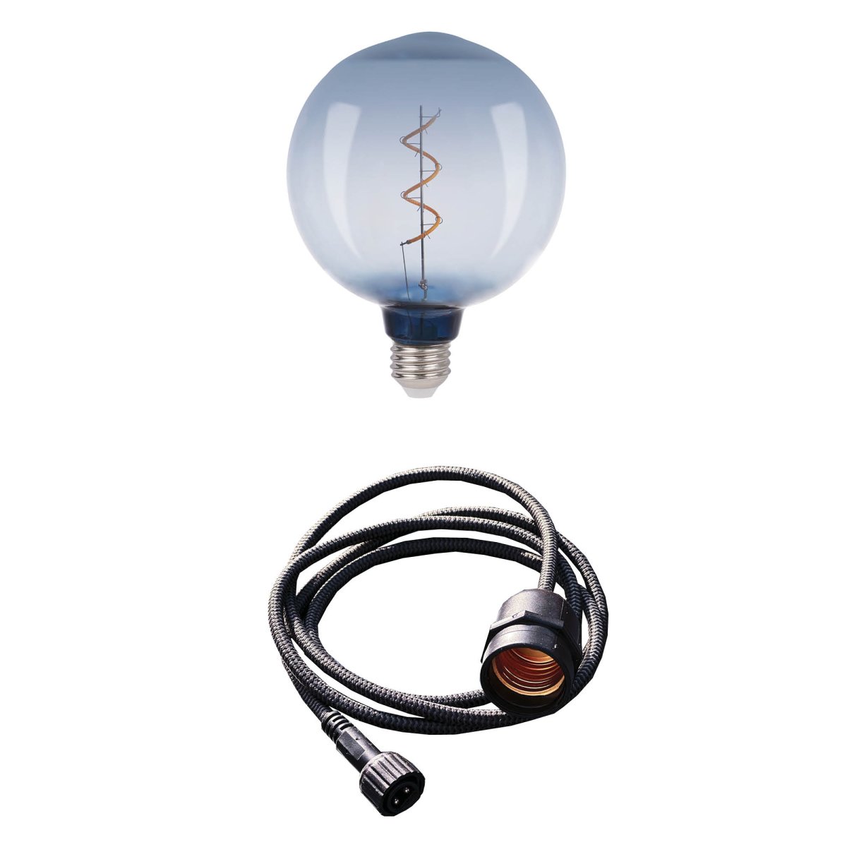  Penny (Couleur Fumée) Couleur fumée De Lightson - &nbsp;L'emballage comprend une source lumineuse d&eacute;corative en plastique de haute qualit&eacute; et un c&acirc;ble textile tress&eacute; noir de 150 cm de long avec une douille E27 (12 V uniquement).