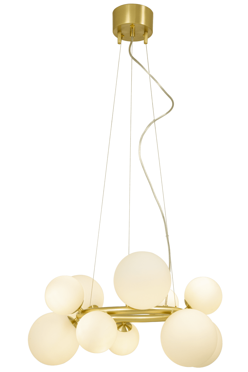 Molekyl Ø50 Laiton mat suspension De Aneta Lighting - Son design moderne et unique, associé à des matériaux de haute qualité, en fait le choix idéal pour les personnes soucieuses du design : une lampe qui améliore l'ambiance et fait une déclaration de style.