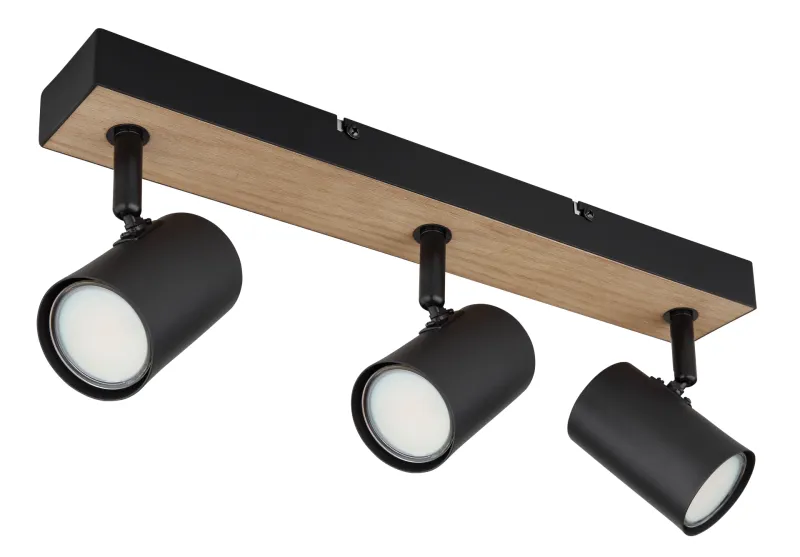 Robby 3 Nature spot De Globo Lighting - Robby &auml;r en&nbsp;stilren&nbsp;takspotlight som imponerar med sin eleganta design i mattsvart metall och MDF i tr&auml;-look.