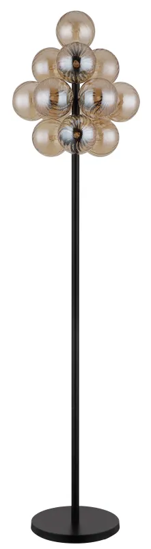 Conor Ambre lampadaire De Globo Lighting - Den stilrena kombinationen av metall och glas skapar en sofistikerad och trendig look som passar perfekt i b&aring;de moderna och klassiska interi&ouml;rer.