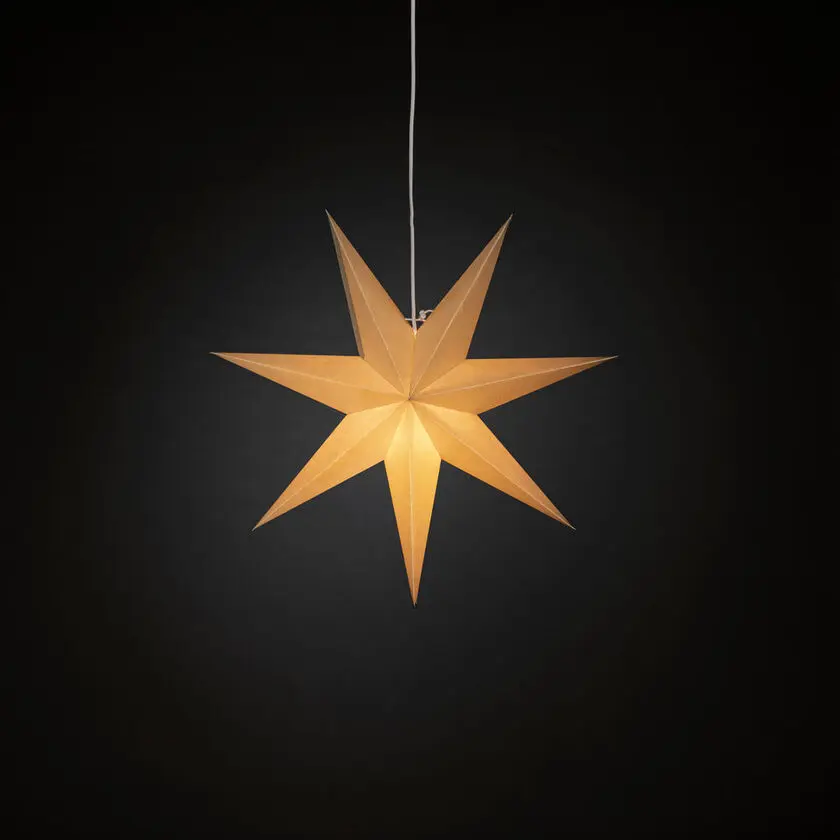 Étoile En Papier Ø60 Beige De Konstsmide - Avec son design &eacute;l&eacute;gant et sa lumi&egrave;re douce, il cr&eacute;e une atmosph&egrave;re de No&euml;l calme et chaleureuse.