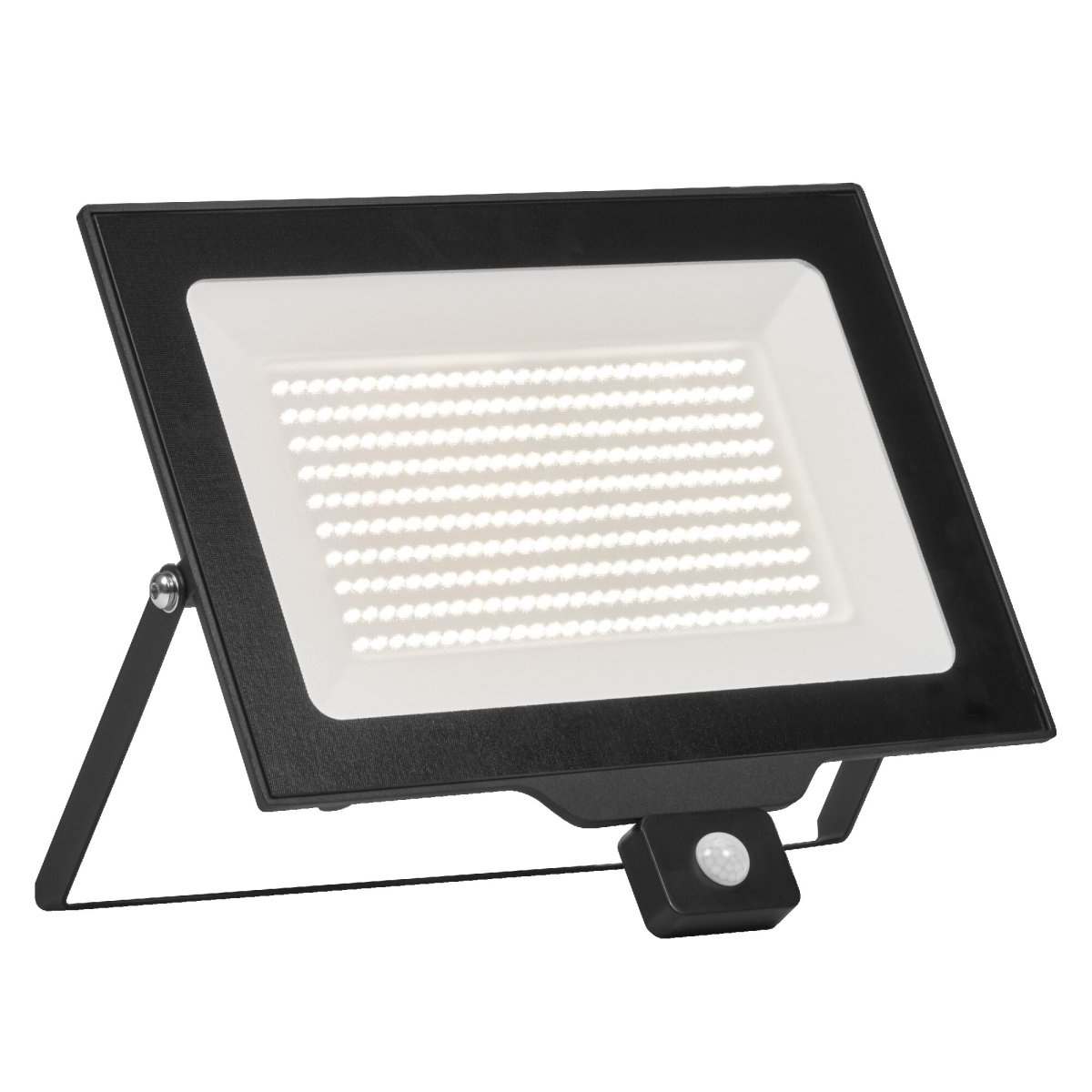 Floodlight Essential Sensor 200W Noir lampe d’extérieur De Ledvance - Gr&acirc;ce &agrave; un capteur de mouvement et de lumi&egrave;re du jour int&eacute;gr&eacute;, l'&eacute;clairage s'allume automatiquement lorsqu'un mouvement est d&eacute;tect&eacute; et s'adapte aux conditions d'&eacute;clairage.