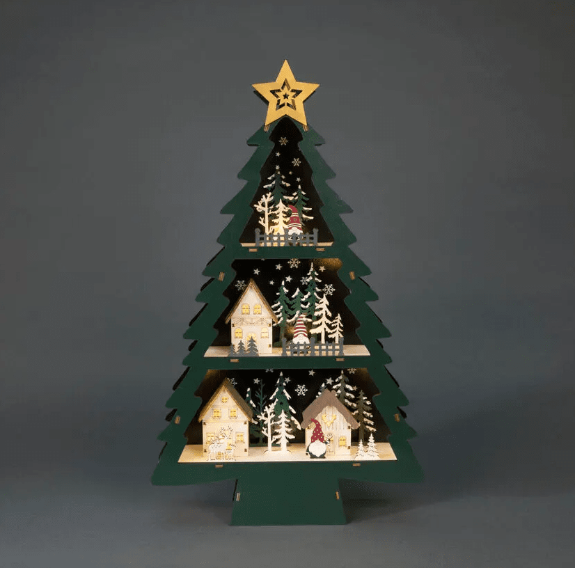 Silhouette Sapin De Noël Vert De Konstsmide - Belle d&eacute;coration en forme de sapin de No&euml;l enti&egrave;rement en bois.