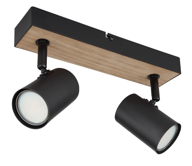Robby 2 Nature spot De Globo Lighting - Robby &auml;r en&nbsp;stilren&nbsp;takspotlight som imponerar med sin eleganta design i mattsvart metall och MDF i tr&auml;-look.