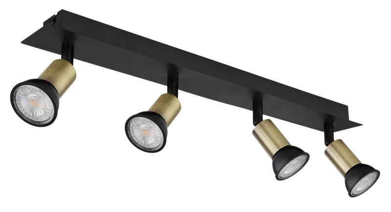 Drew 4 Or spot De Globo Lighting - Drew &auml;r en stilren takspotlight som imponerar med sin design i mattsvart och guld.
