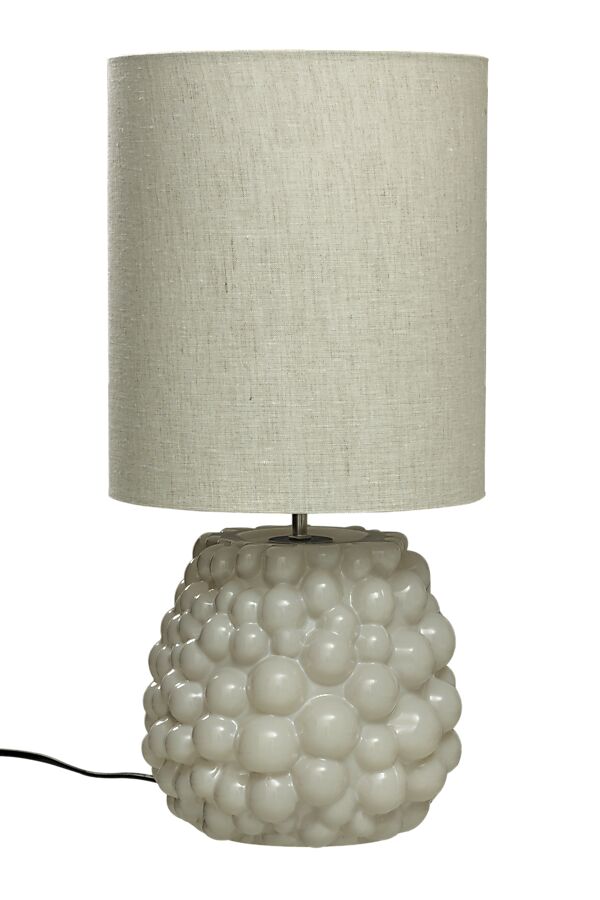 Bubbles 48cm Blanc naturel lampe de table De Aneta Lighting - La lampe de table passionnante "Bubbles" a une base de lampe en verre unique avec une texture de bulles de formes diff&eacute;rentes.