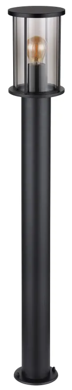 Gracey 100cm Noir bornes De Globo Lighting - Gracey &auml;r en pollare i stilren design, tillverkad av mattsvart rostfritt st&aring;l och har en r&ouml;kf&auml;rgad glassk&auml;rm.